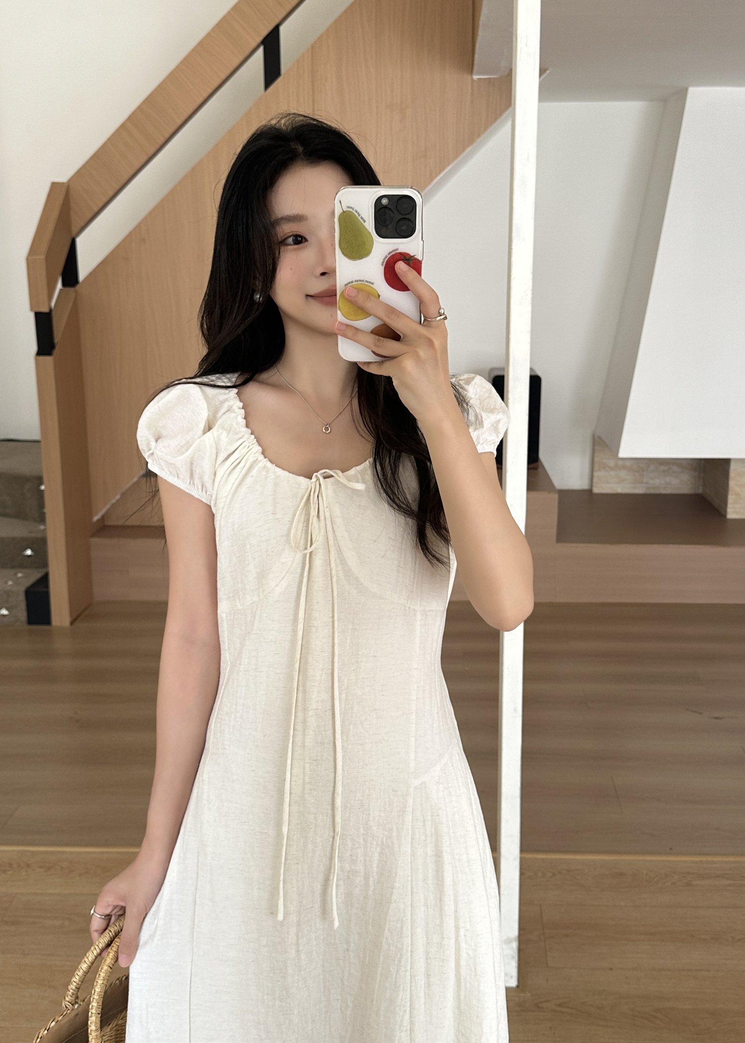 Ciara French Long Dress in Apricot
