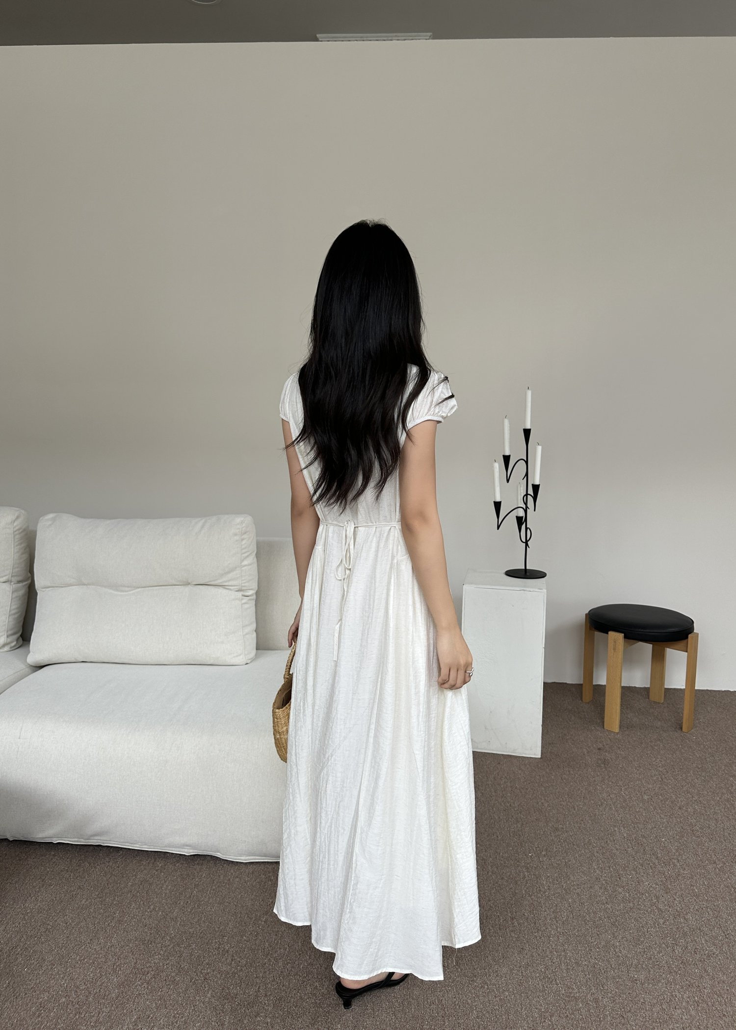 Ciara French Long Dress in Apricot