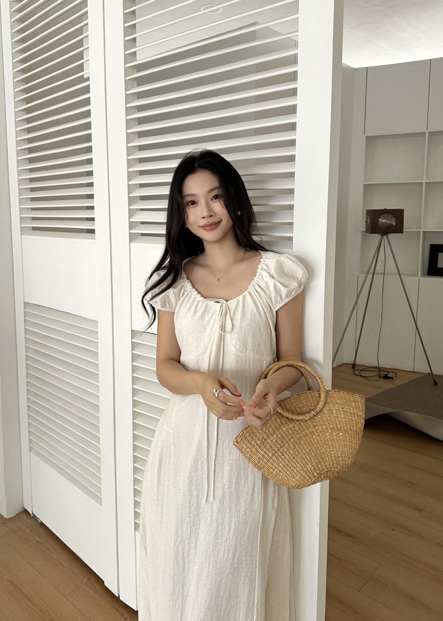Ciara French Long Dress in Apricot