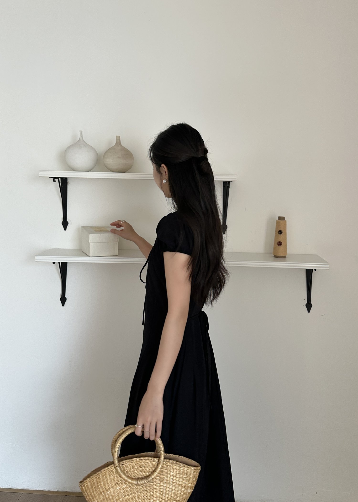 Ciara French Long Dress in Black