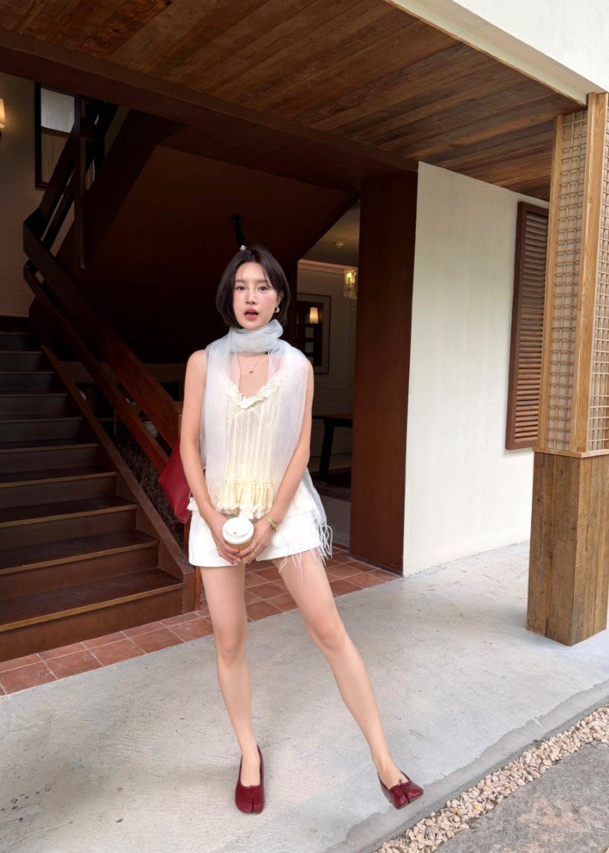 Kathy Ruffle Cami Top in Butter