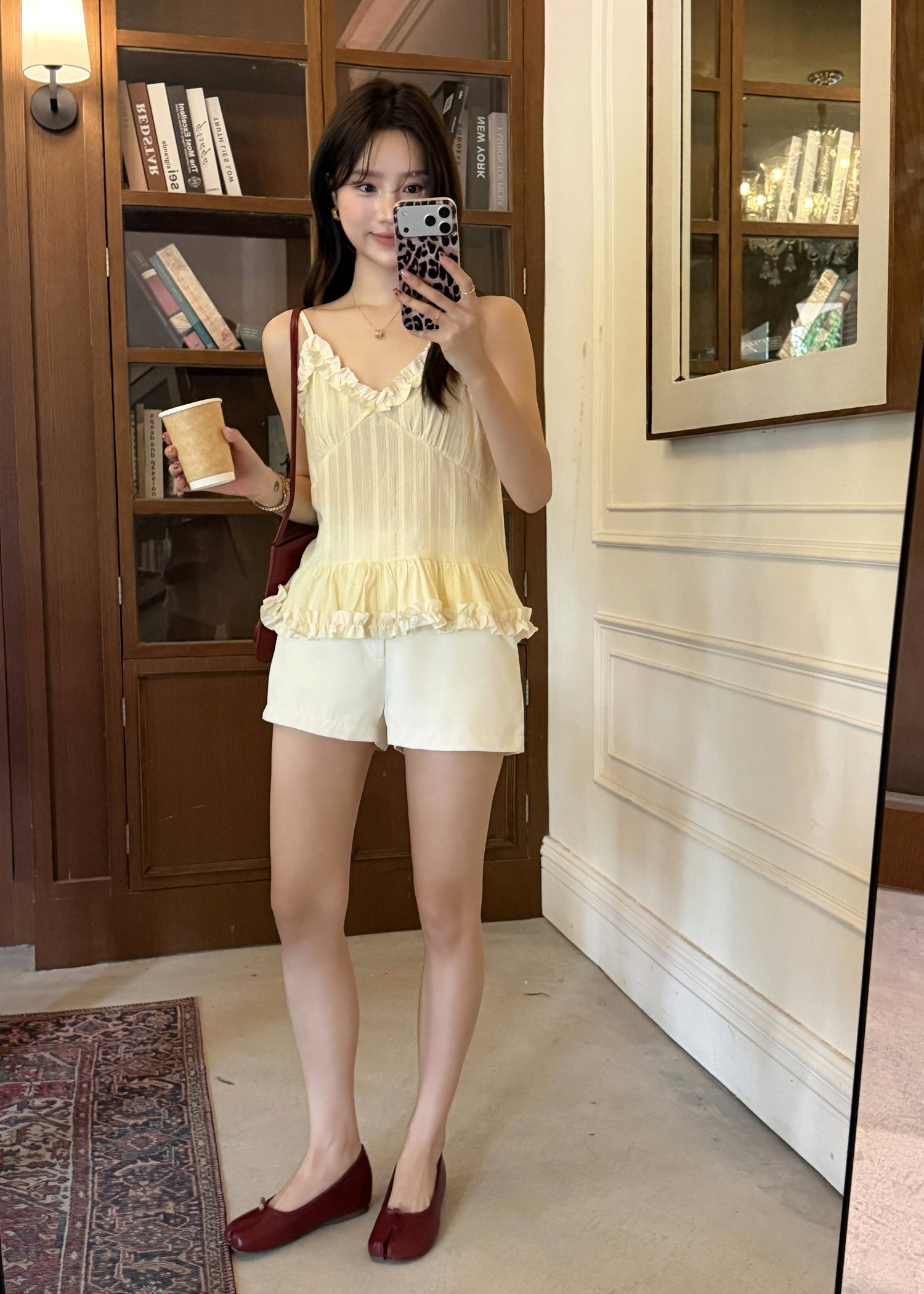 Kathy Ruffle Cami Top in Butter