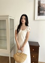 Ciara French Long Dress in Apricot