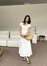 Ciara French Long Dress in Apricot