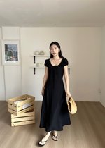 Ciara French Long Dress in Black