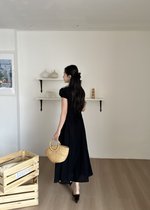 Ciara French Long Dress in Black