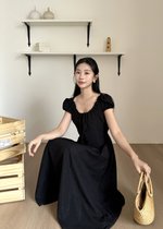 Ciara French Long Dress in Black