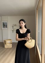 Ciara French Long Dress in Black
