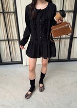 Erene Garden Ruffle Dress in Black