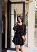 Erene Garden Ruffle Dress in Black
