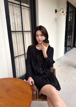 Erene Garden Ruffle Dress in Black