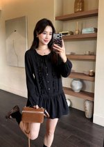 Erene Garden Ruffle Dress in Black