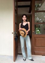 Kathy Ruffle Cami Top in Black