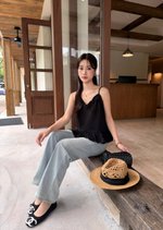 Kathy Ruffle Cami Top in Black
