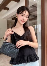 Kathy Ruffle Cami Top in Black