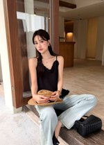 Kathy Ruffle Cami Top in Black