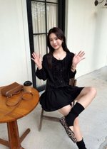 Erene Garden Ruffle Dress in Black