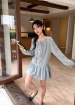 Erene Garden Ruffle Dress in Misty Blue