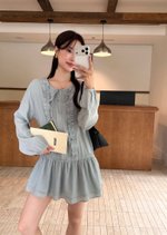 Erene Garden Ruffle Dress in Misty Blue