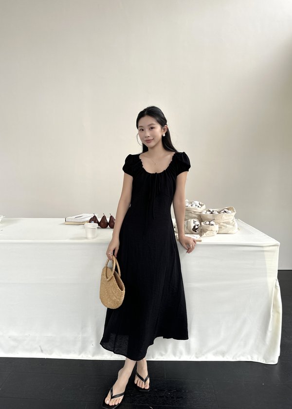 Ciara French Long Dress in Black