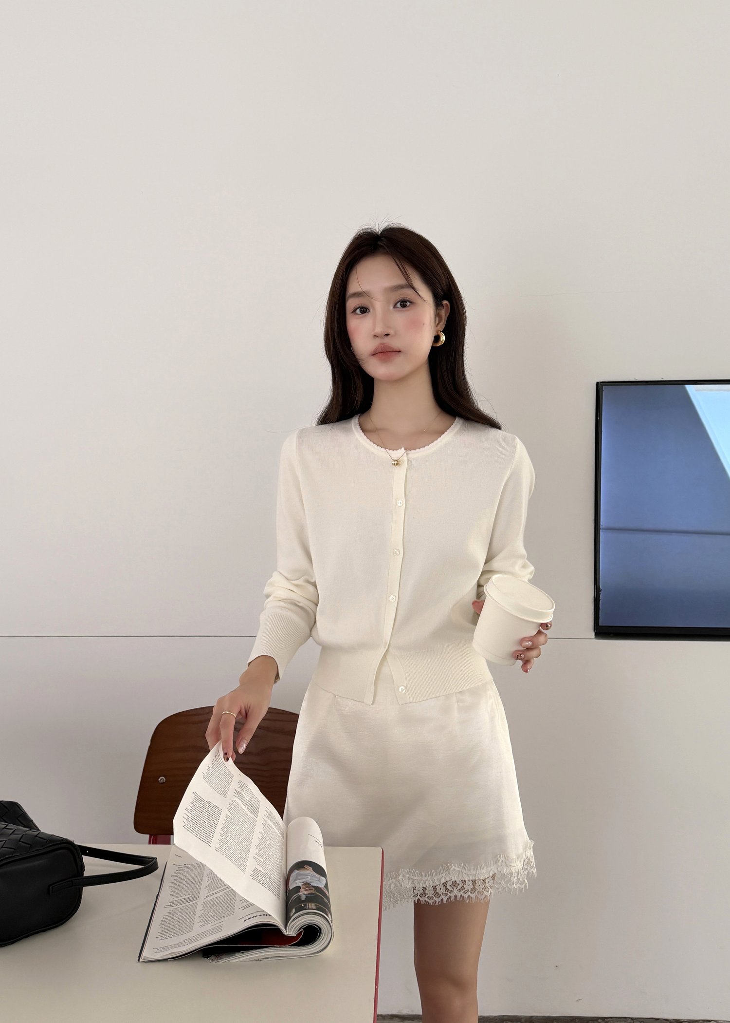 Serene Knit Cardigan in White