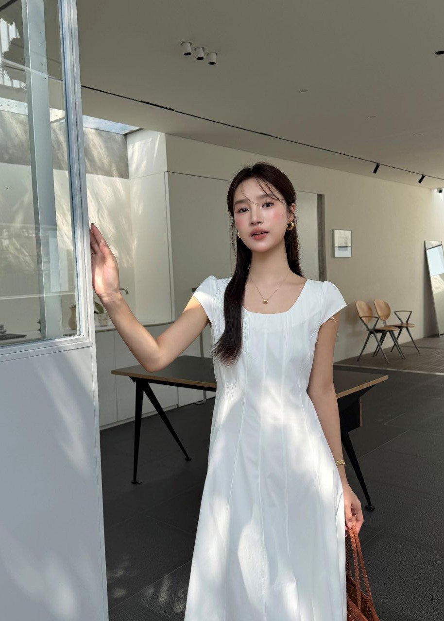 Ariana French Long Dress in White