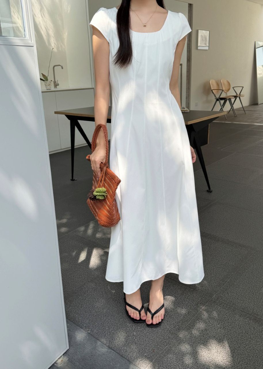 Ariana French Long Dress in White
