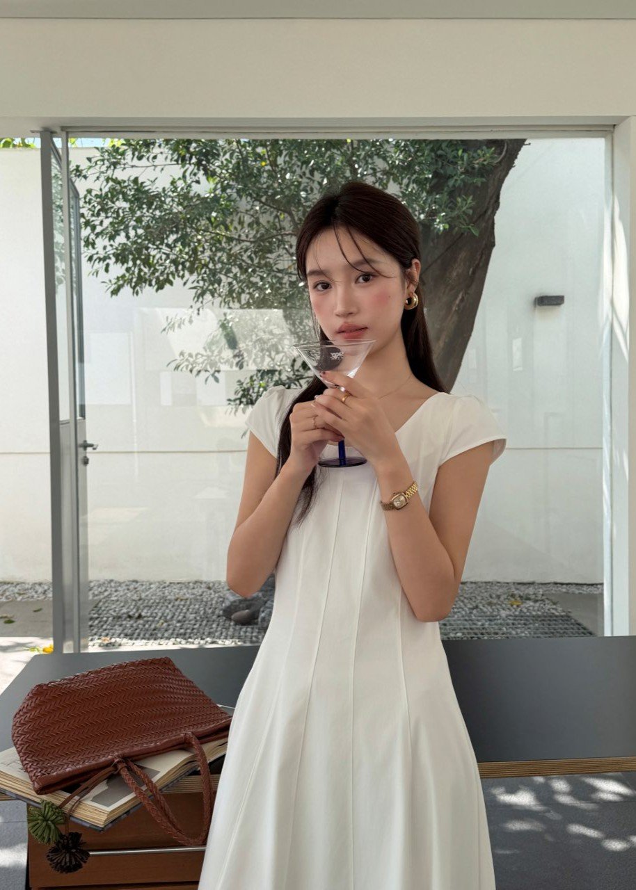Ariana French Long Dress in White