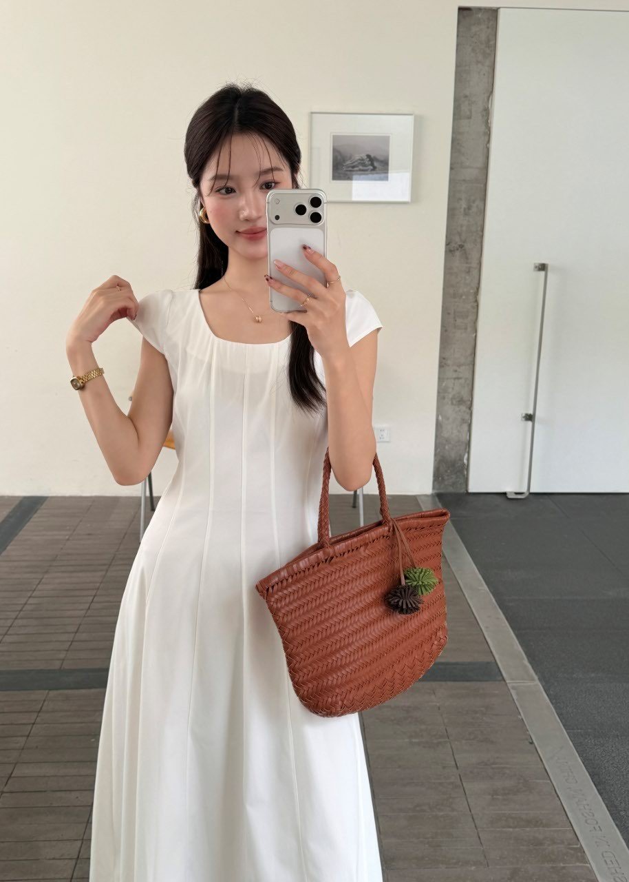 Ariana French Long Dress in White