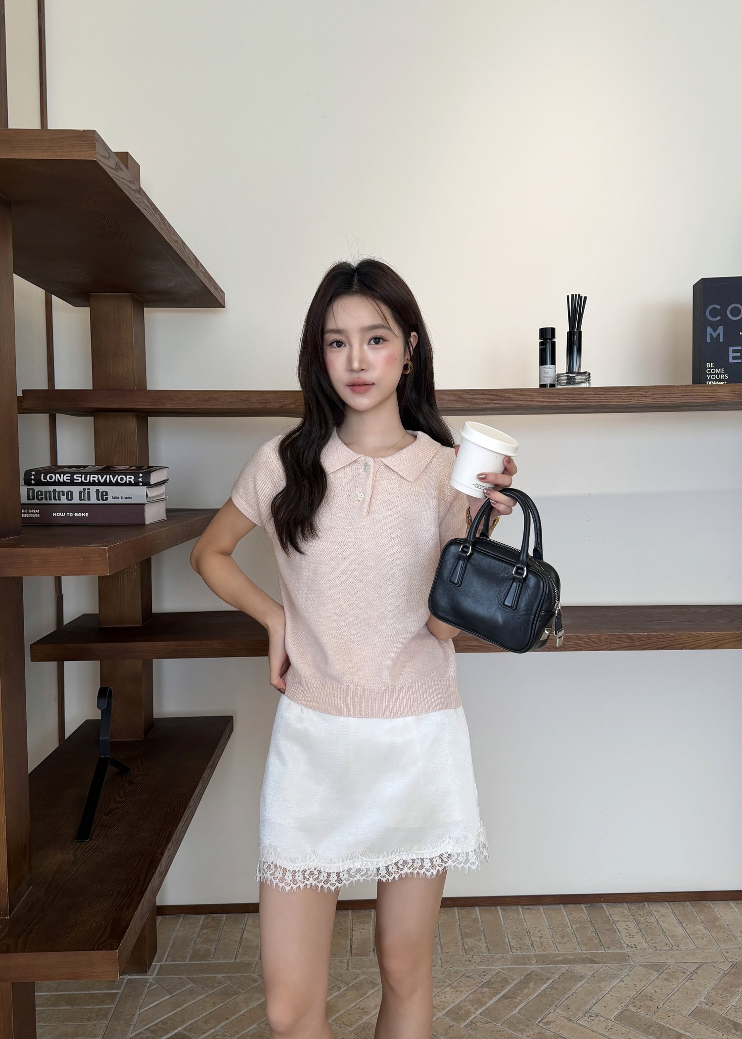 Naomi Collar Knit Top in Pink