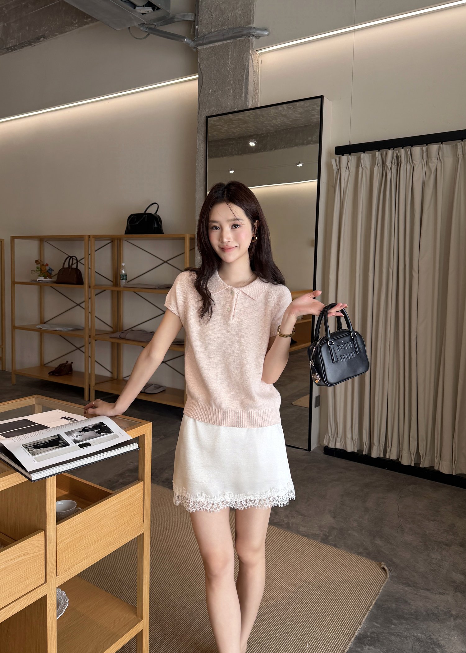 Naomi Collar Knit Top in Pink