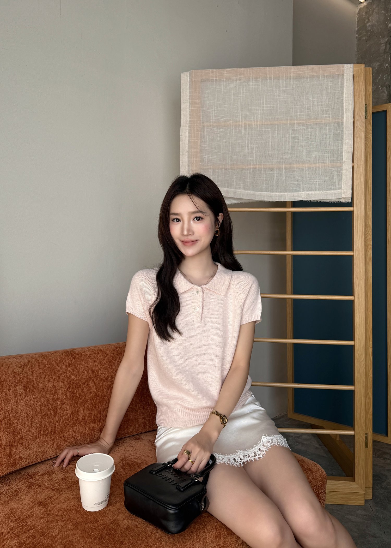 Naomi Collar Knit Top in Pink