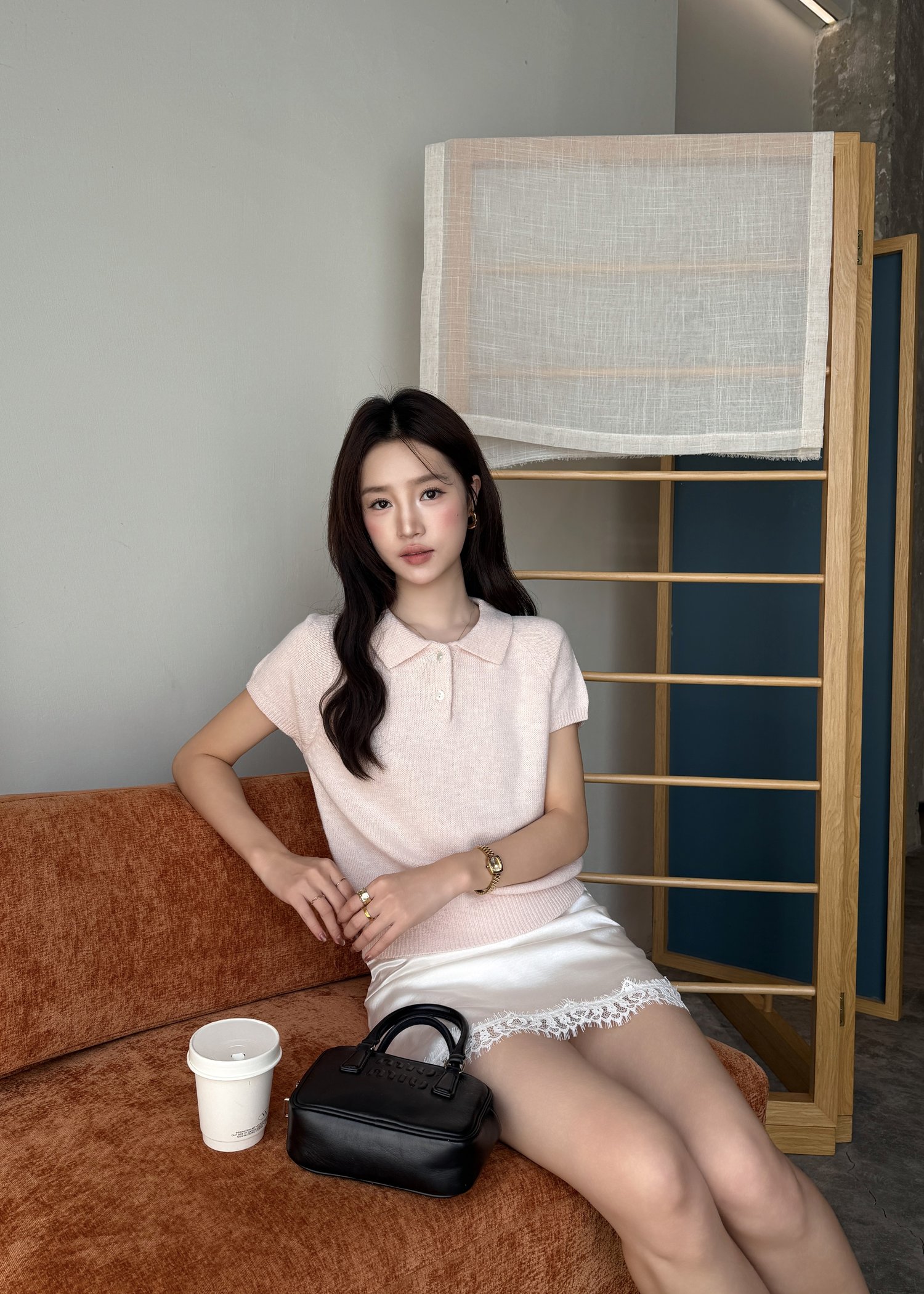 Naomi Collar Knit Top in Pink