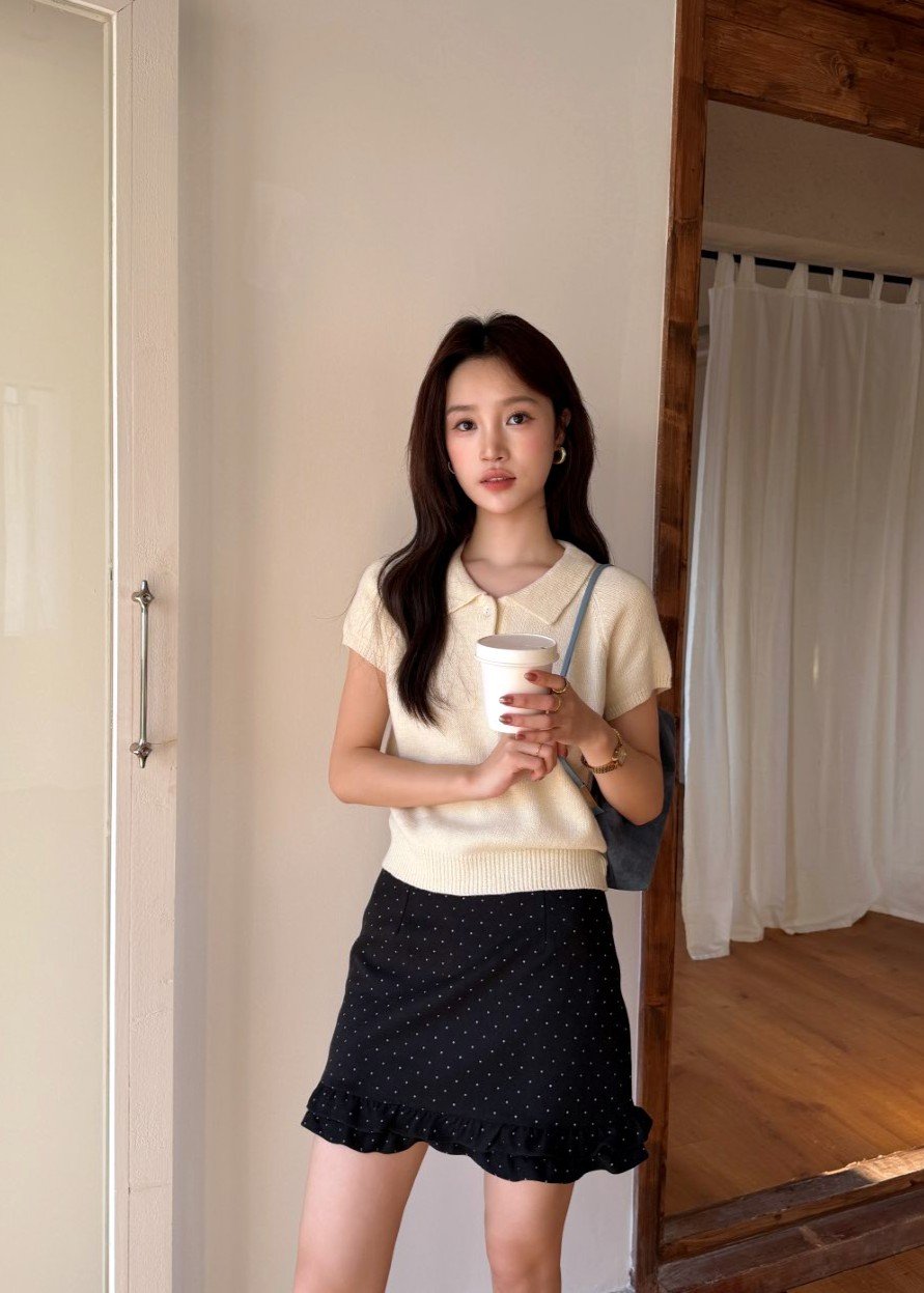 Naomi Collar Knit Top in Milk