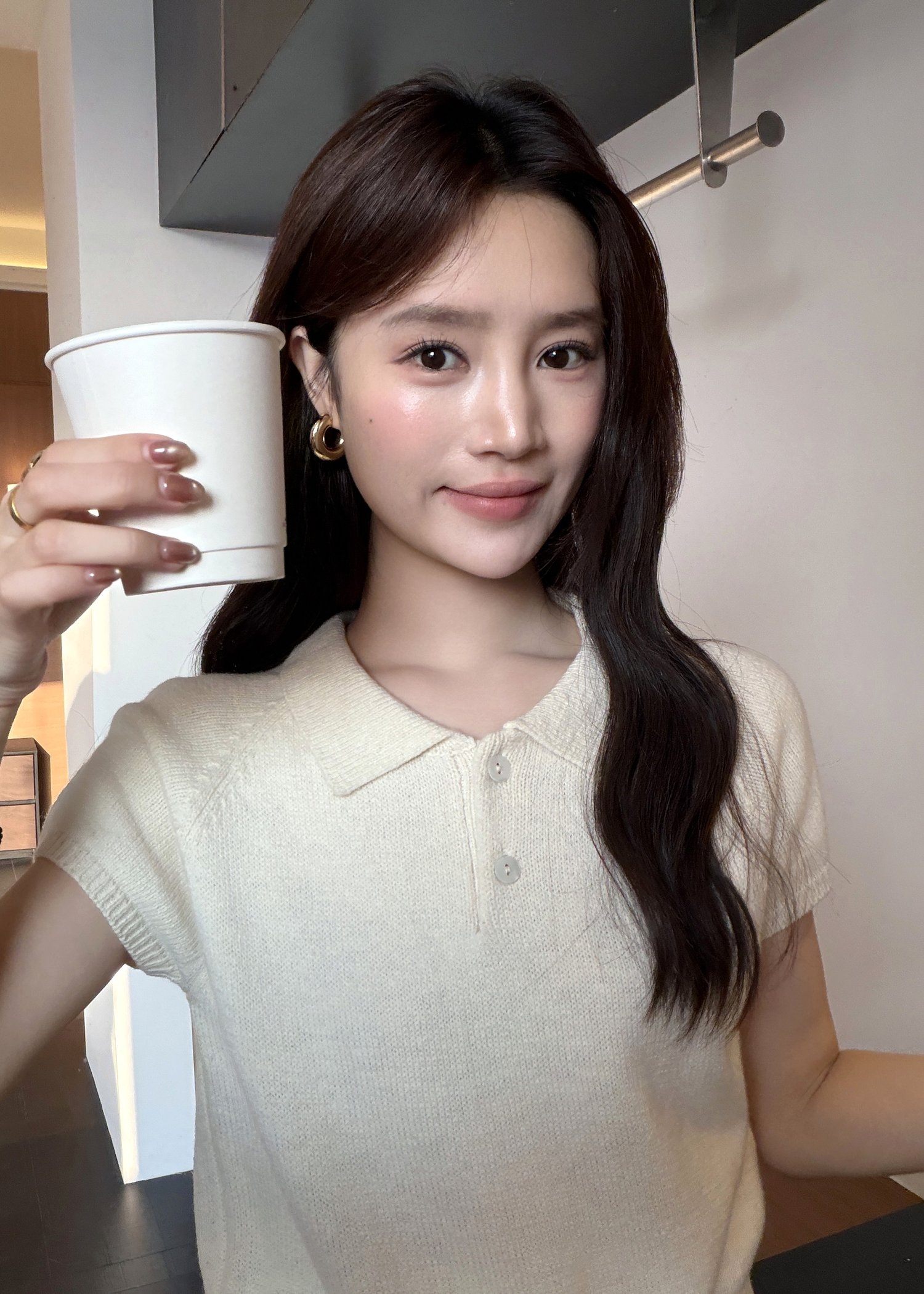 Naomi Collar Knit Top in Milk