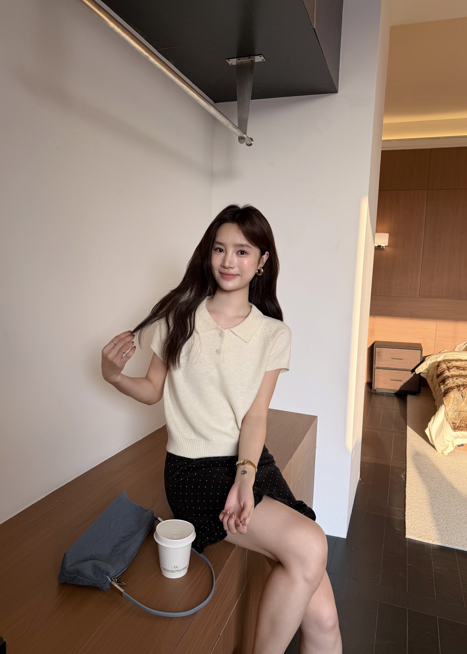 Naomi Collar Knit Top in Milk