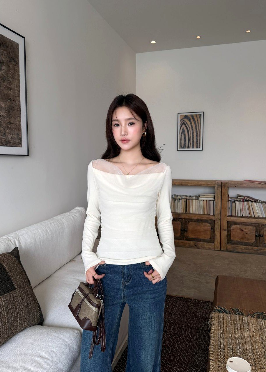 Lydia Mesh Top in Cream