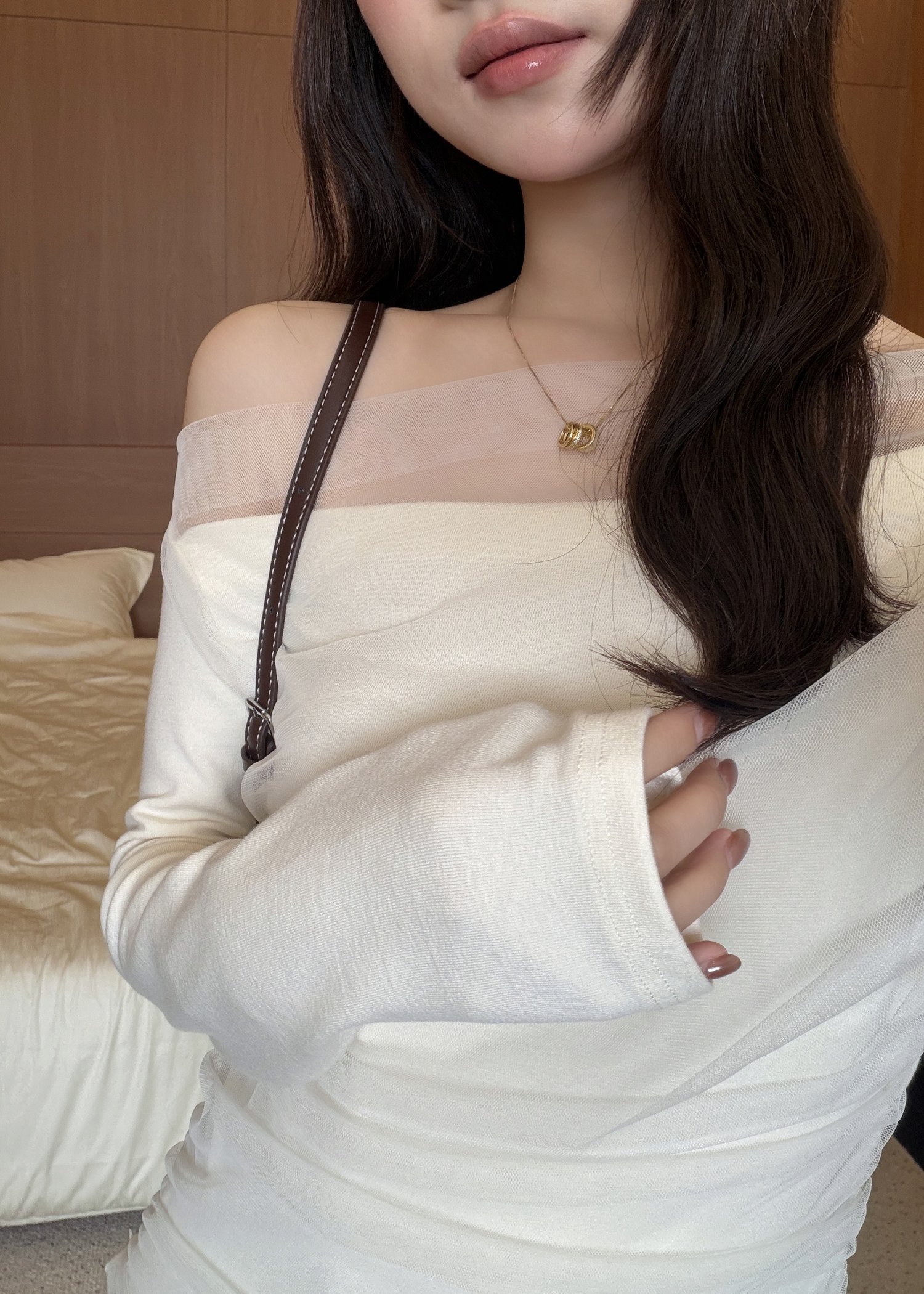 Lydia Mesh Top in Cream
