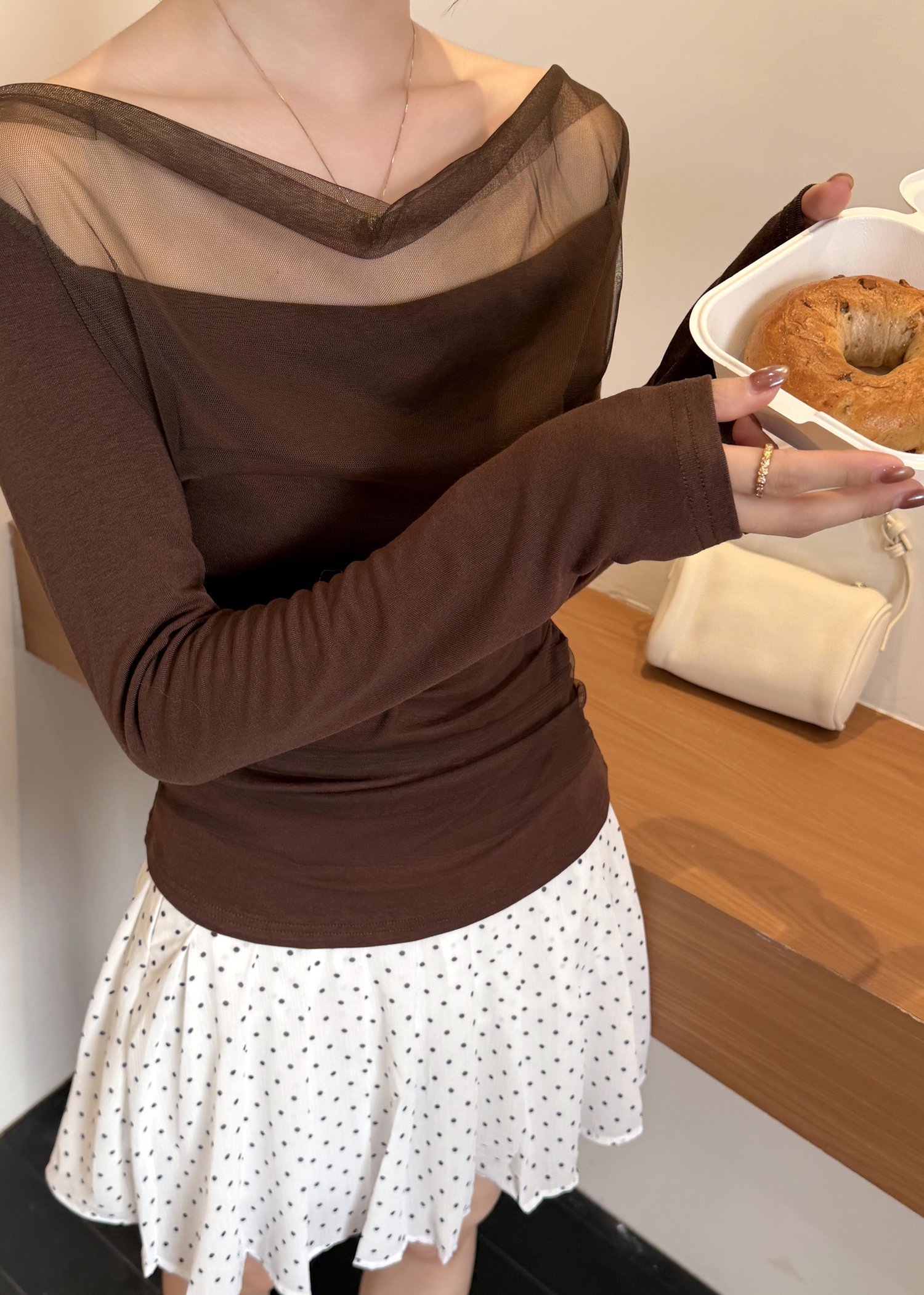 Lydia Mesh Top in Choco