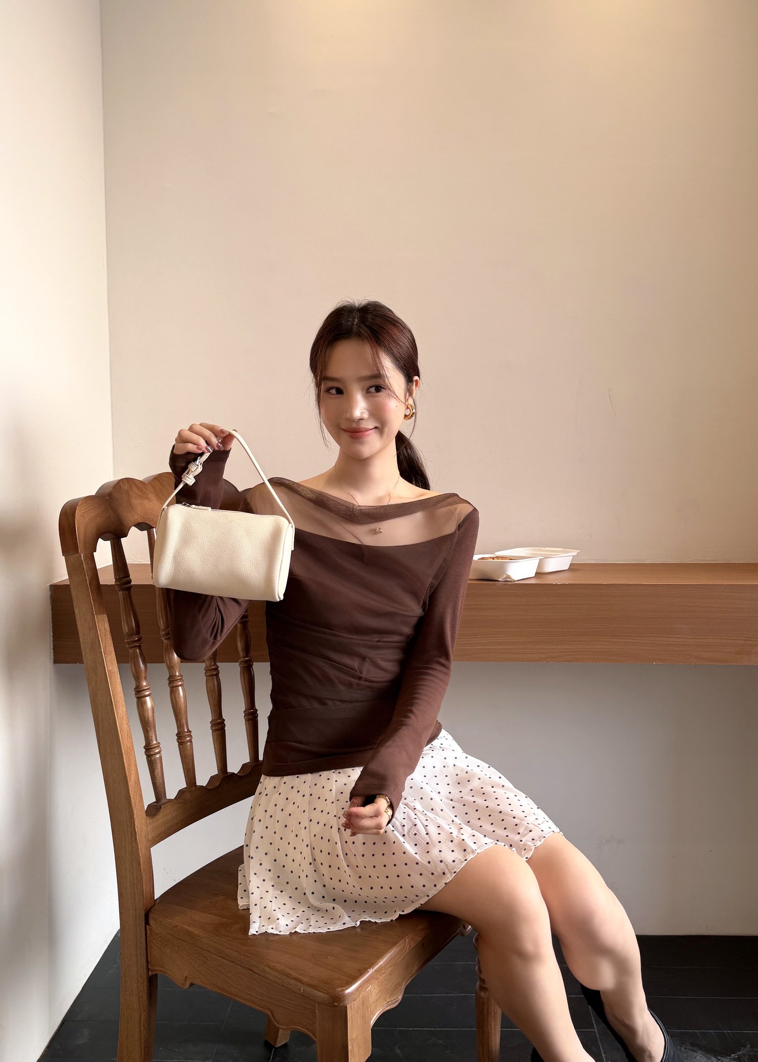 Lydia Mesh Top in Choco
