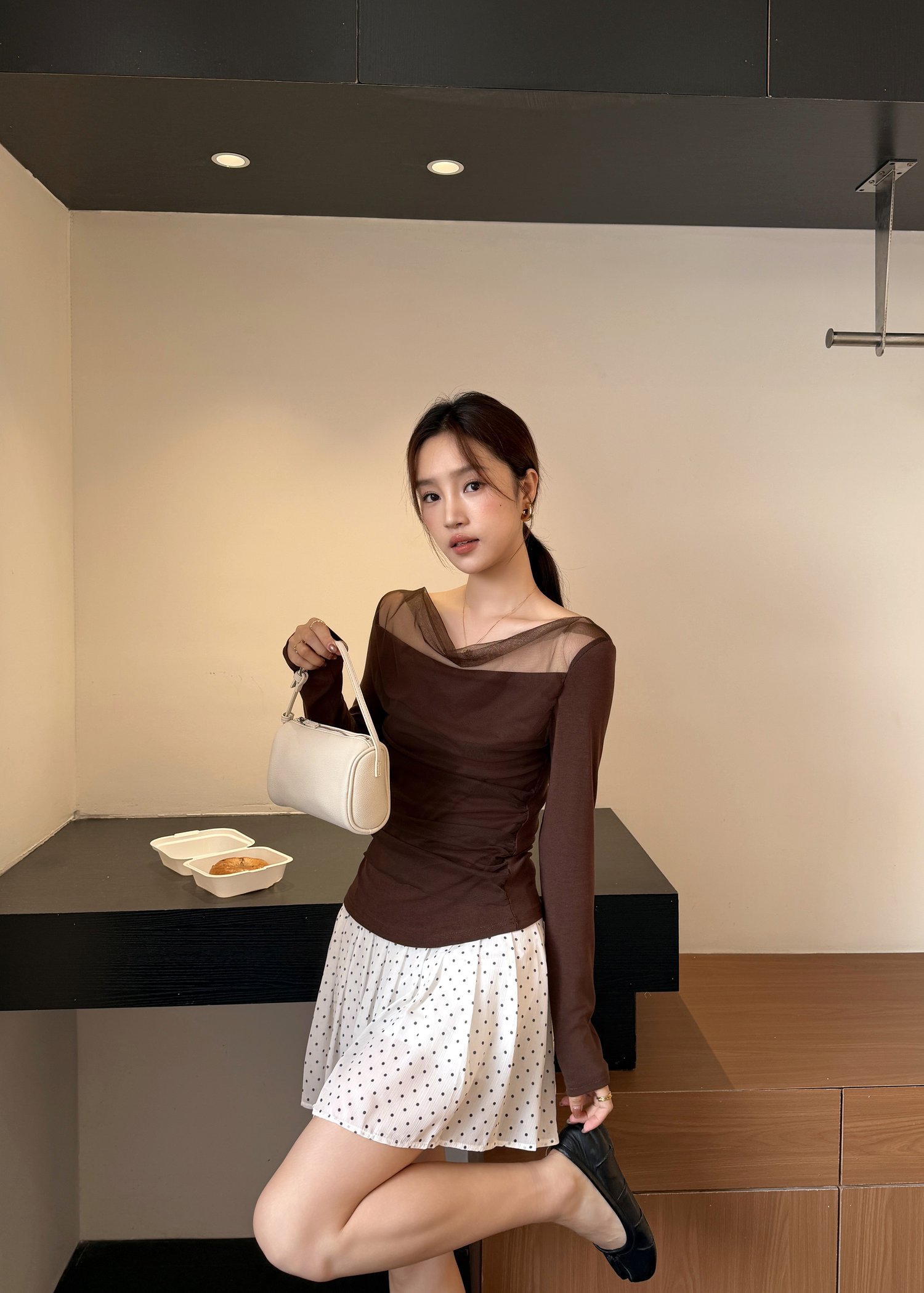 Lydia Mesh Top in Choco