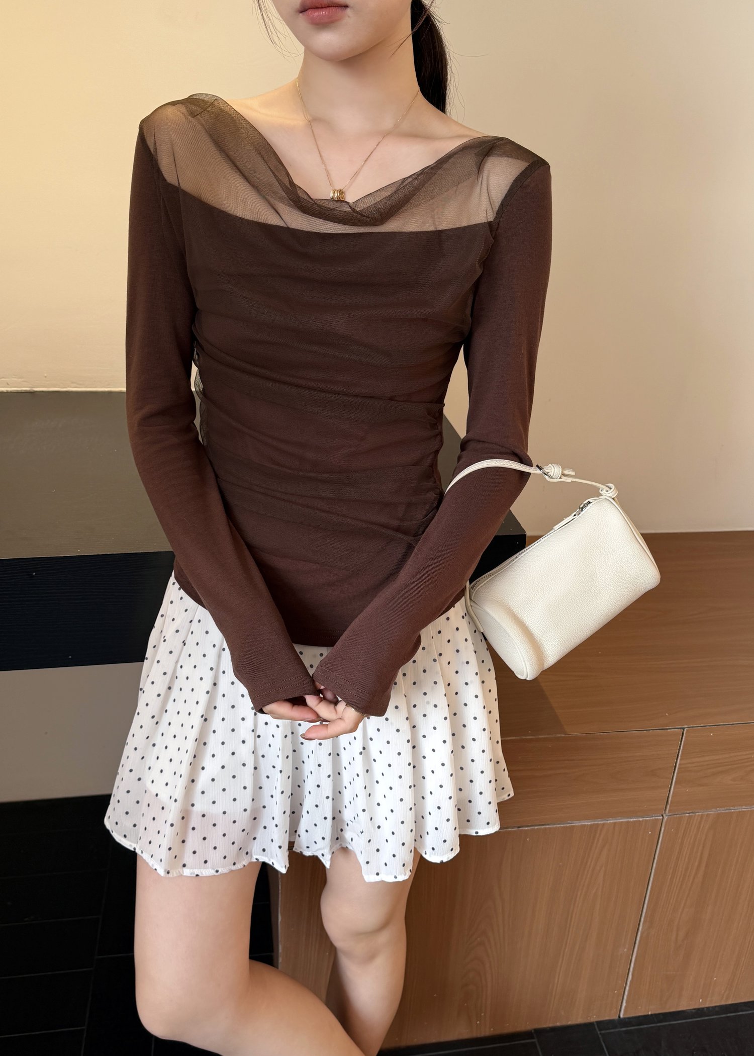 Lydia Mesh Top in Choco