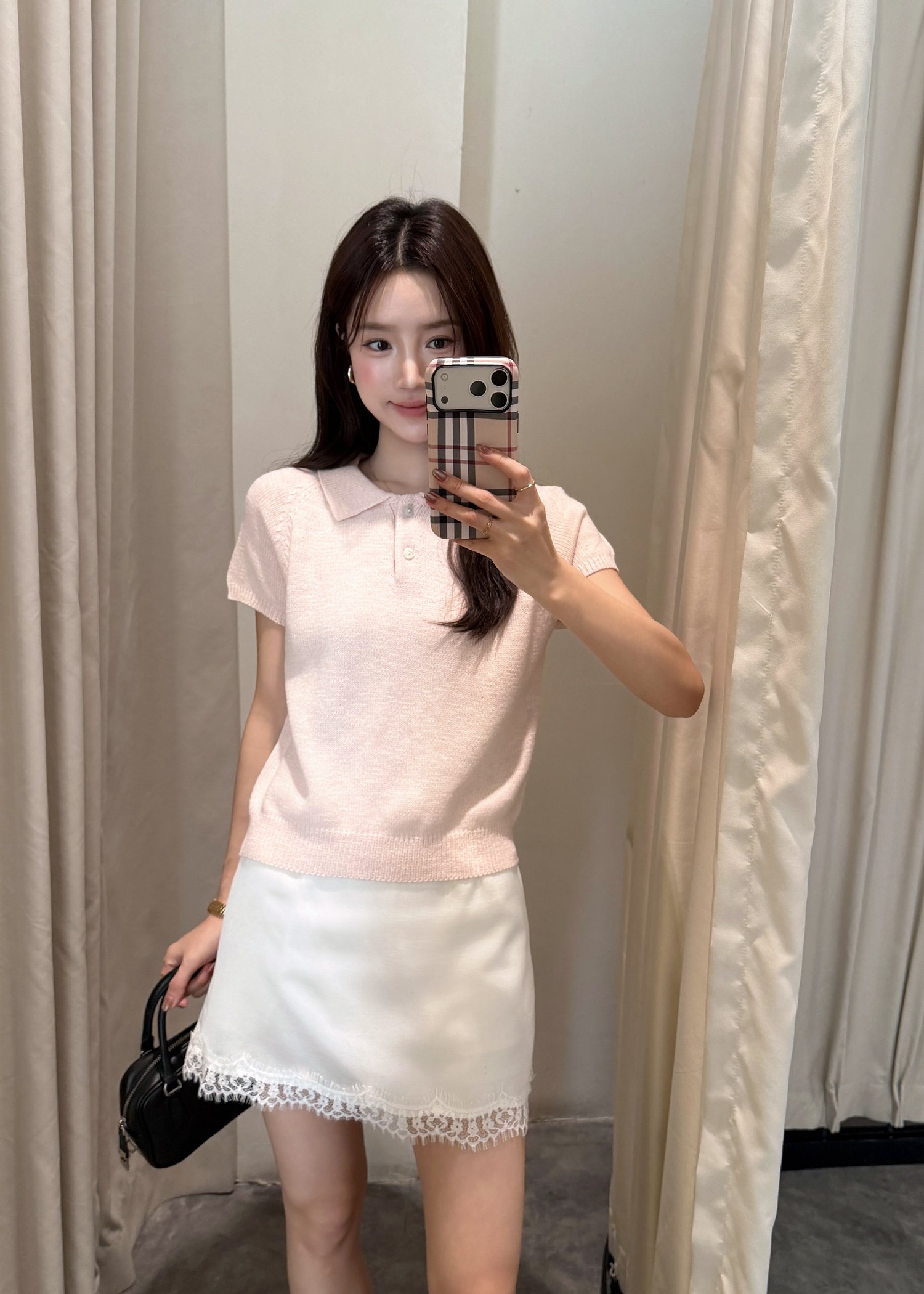 Naomi Collar Knit Top in Pink