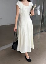 Ariana French Long Dress in Polka Dot
