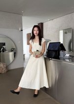 Ariana French Long Dress in Polka Dot
