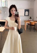 Ariana French Long Dress in Polka Dot