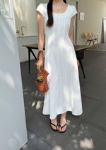 Ariana French Long Dress in White