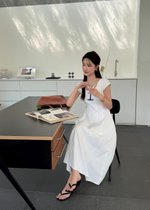 Ariana French Long Dress in White