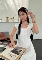 Ariana French Long Dress in White