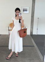 Ariana French Long Dress in White